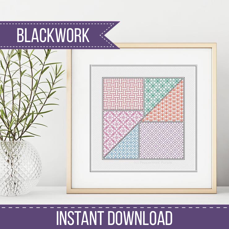 Tangram Blackwork Pattern by Peppermint Purple