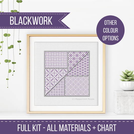 Blackwork Starter Kit - Tangram Blackwork Kit by Peppermint Purple