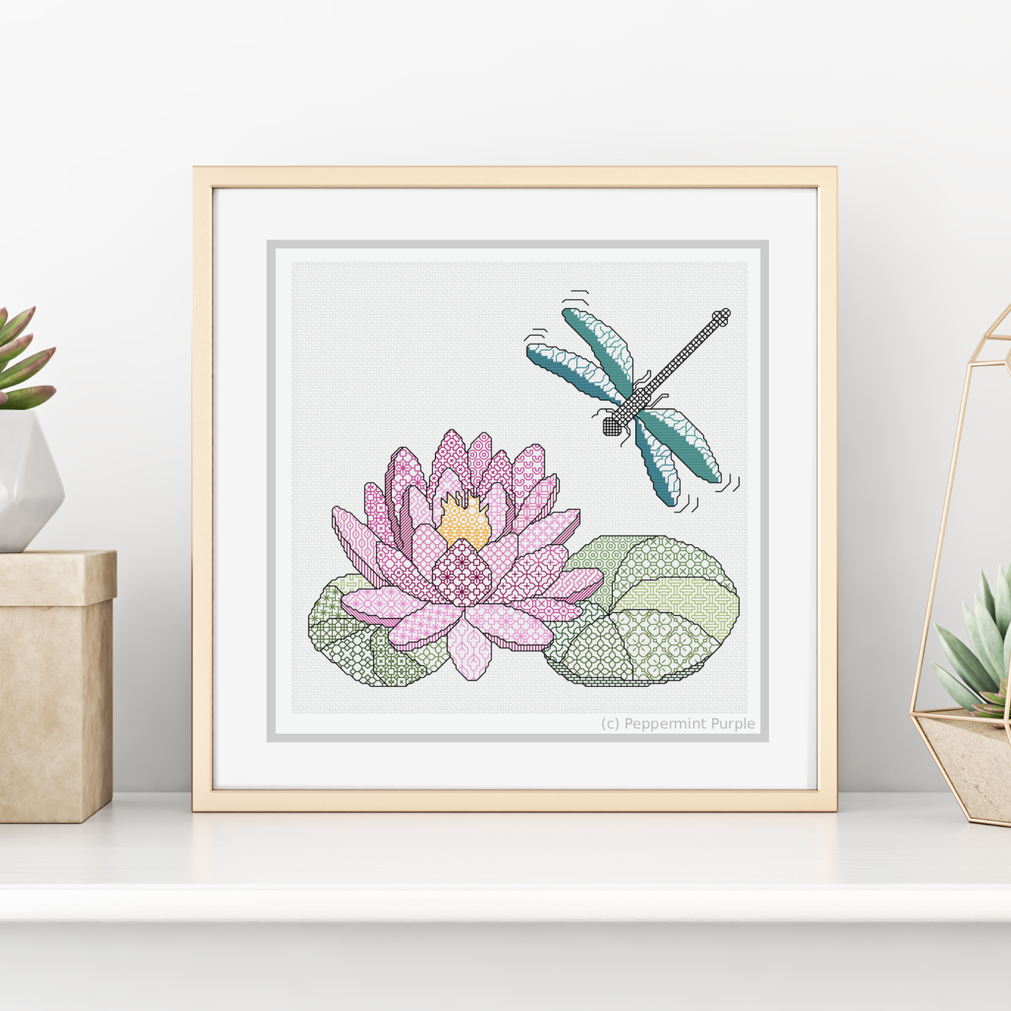 Dragonfly Blackwork Pattern Blackwork Pattern by Peppermint Purple