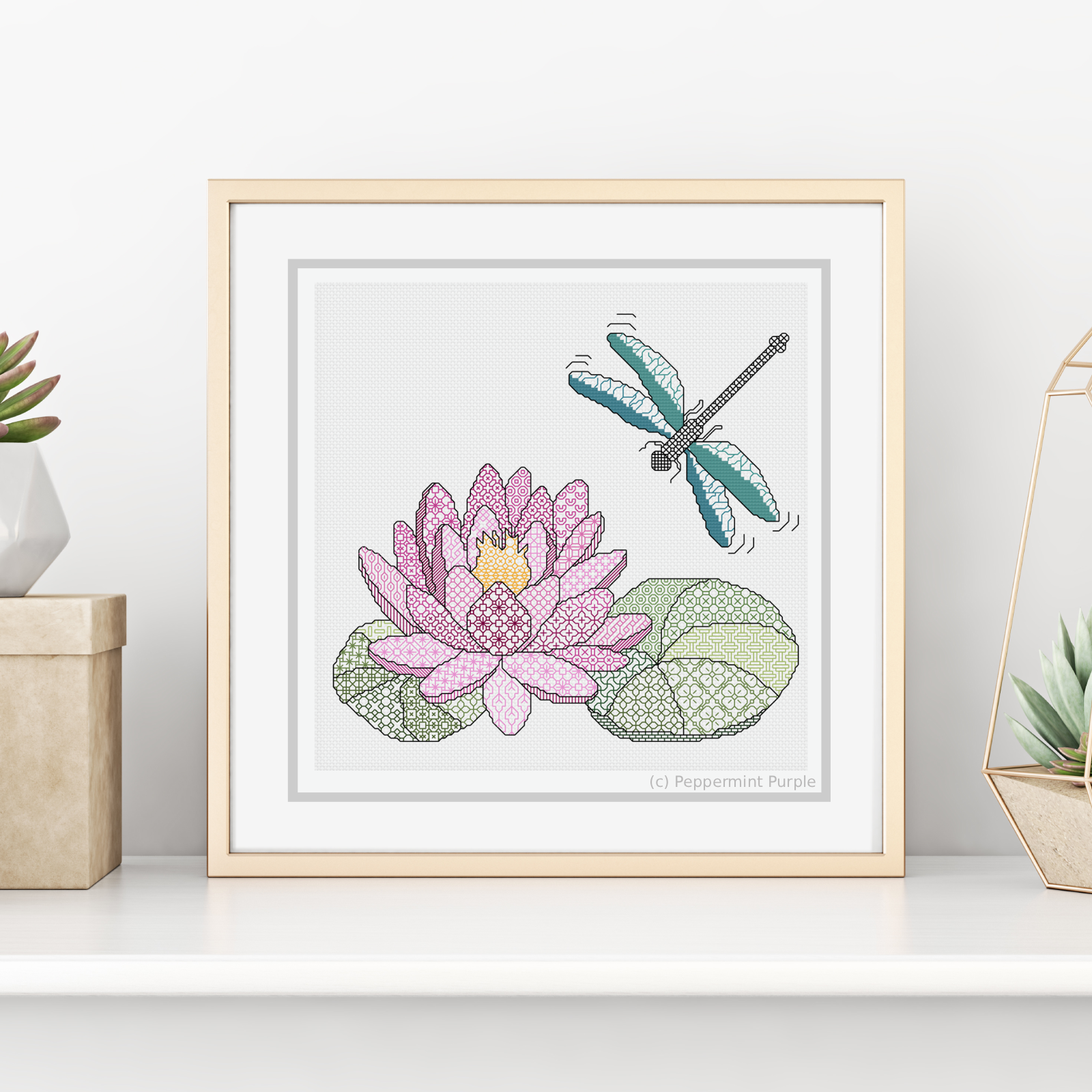 Dragonfly Blackwork Pattern Blackwork Pattern by Peppermint Purple