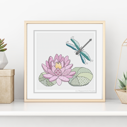 Dragonfly Blackwork Pattern Blackwork Pattern by Peppermint Purple