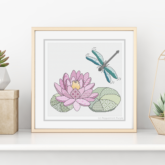 Dragonfly Blackwork Pattern Blackwork Pattern by Peppermint Purple