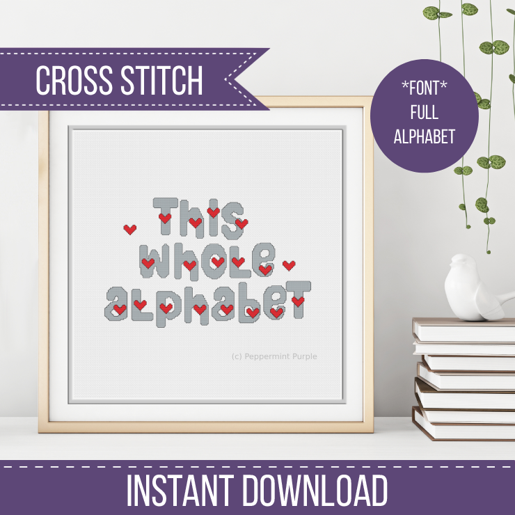 Heart Font Cross Stitch Font by Peppermint Purple