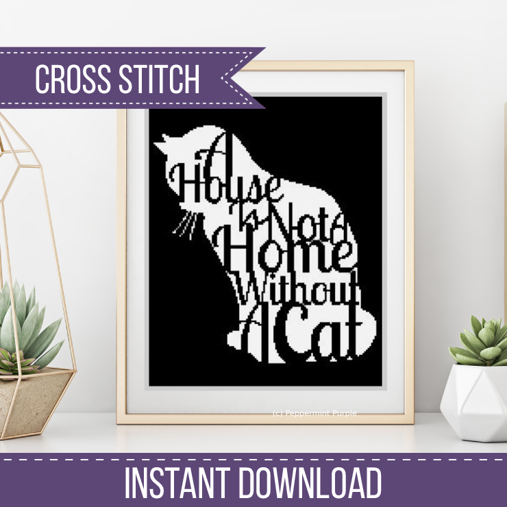 Cat Cross Stitch Pattern by Peppermint Purple