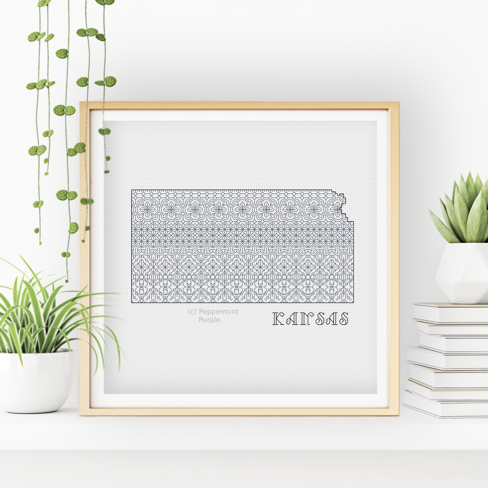 Kansas Blackwork Blackwork Pattern by Peppermint Purple