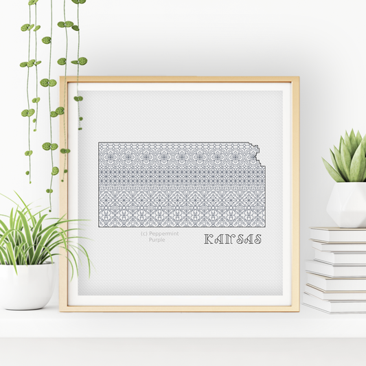 Kansas Blackwork Blackwork Pattern by Peppermint Purple