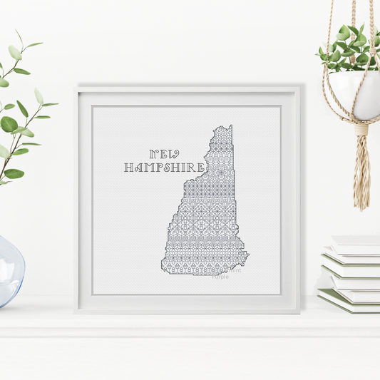 New Hampshire Blackwork Blackwork Pattern by Peppermint Purple
