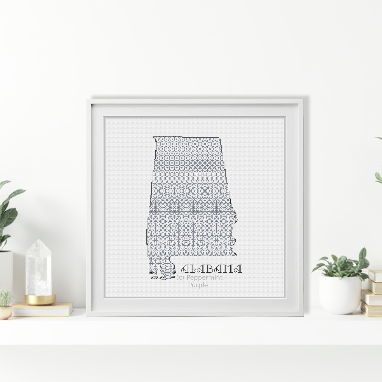 Alabama Blackwork Blackwork Pattern by Peppermint Purple
