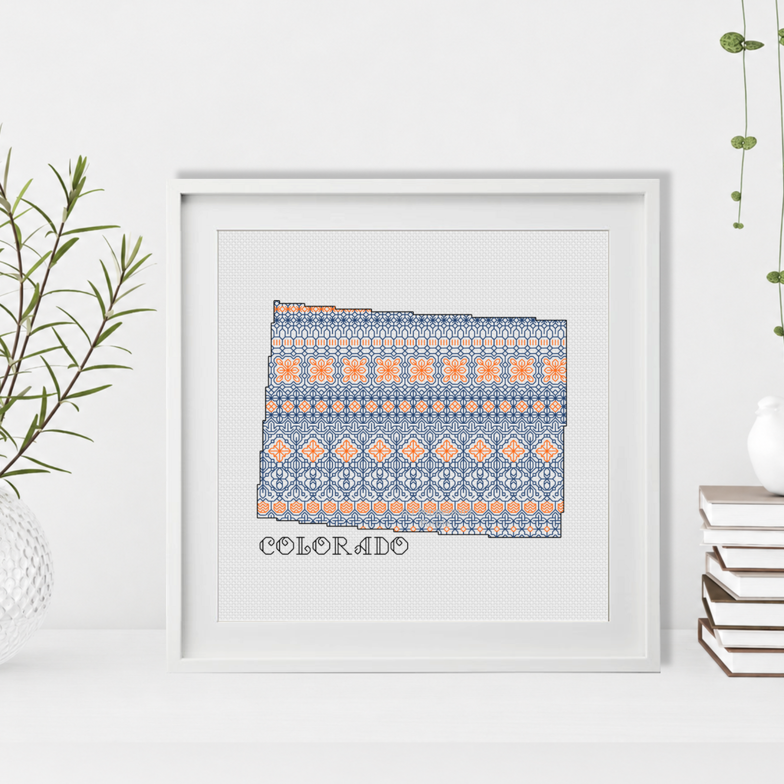 Colorado Blackwork - Blue & Orange Blackwork Pattern by Peppermint Purple