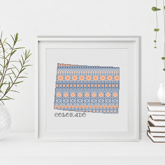 Colorado Blackwork - Blue & Orange Blackwork Pattern by Peppermint Purple
