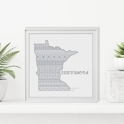 Minnesota Blackwork Blackwork Pattern by Peppermint Purple