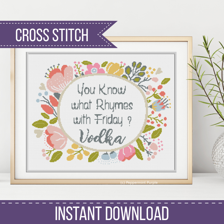 Vodka Cross Stitch Pattern by Peppermint Purple