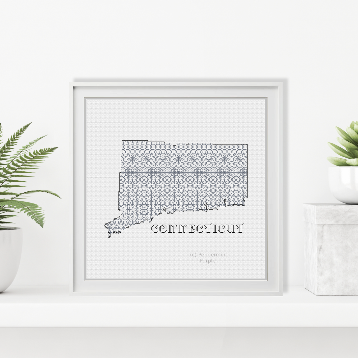 Connecticut Blackwork Blackwork Pattern by Peppermint Purple