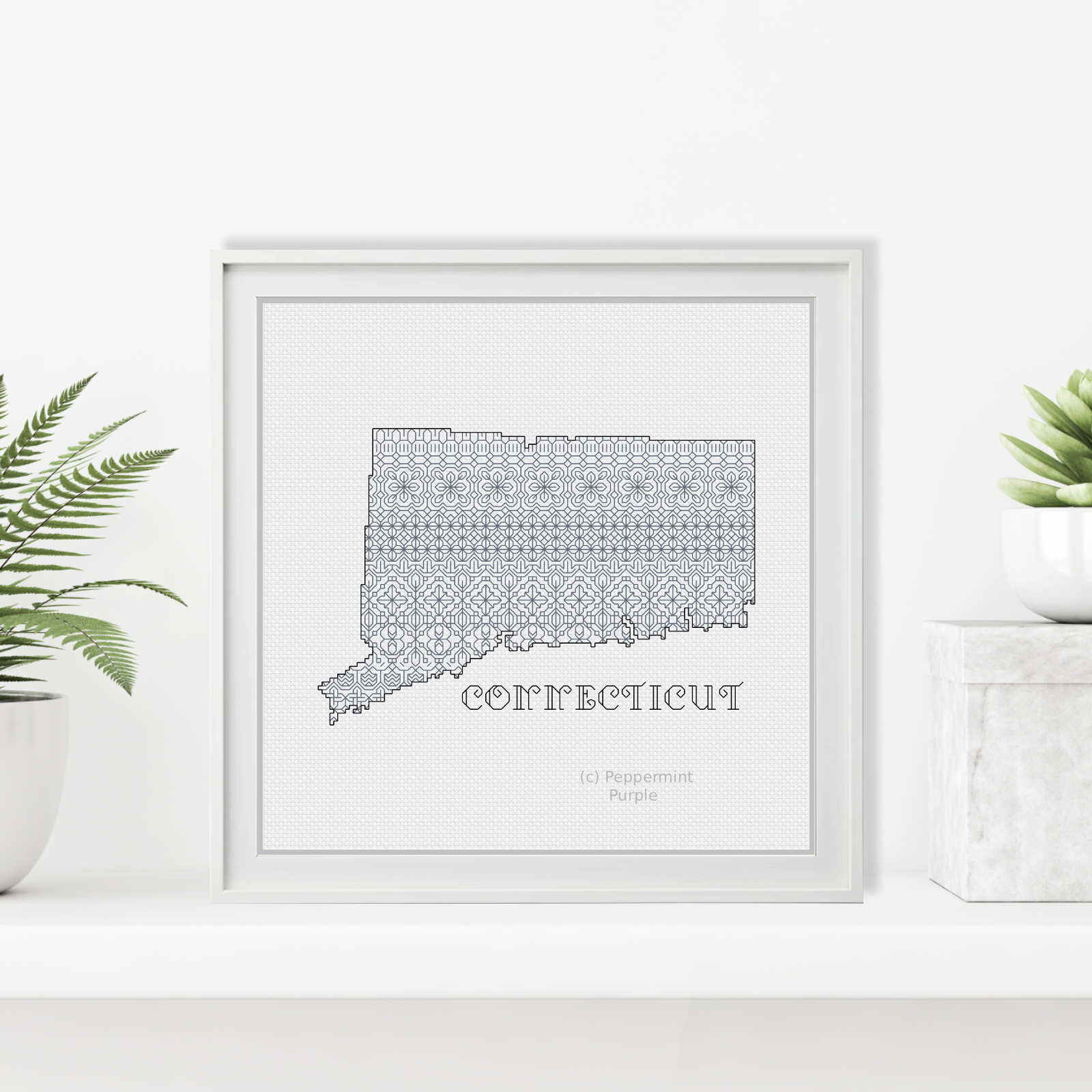 Connecticut Blackwork Blackwork Pattern by Peppermint Purple
