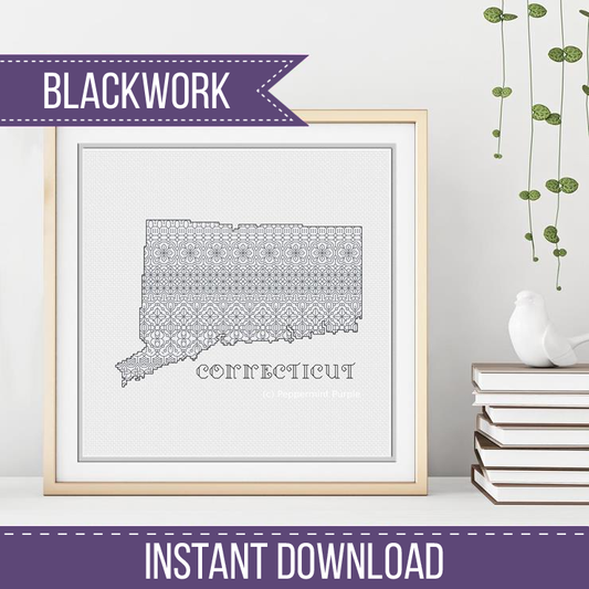 Connecticut Blackwork Blackwork Pattern by Peppermint Purple