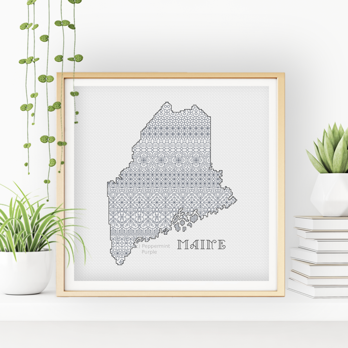 Maine Blackwork Blackwork Pattern by Peppermint Purple