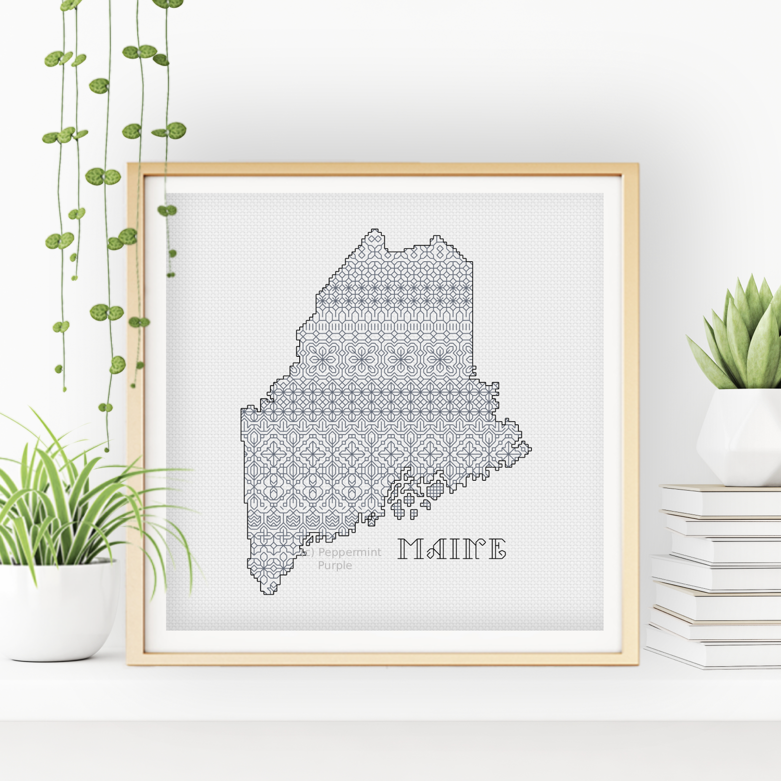 Maine Blackwork Blackwork Pattern by Peppermint Purple