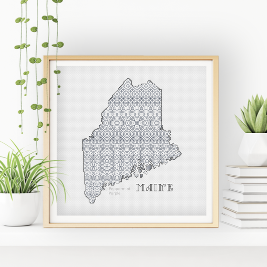Maine Blackwork Blackwork Pattern by Peppermint Purple