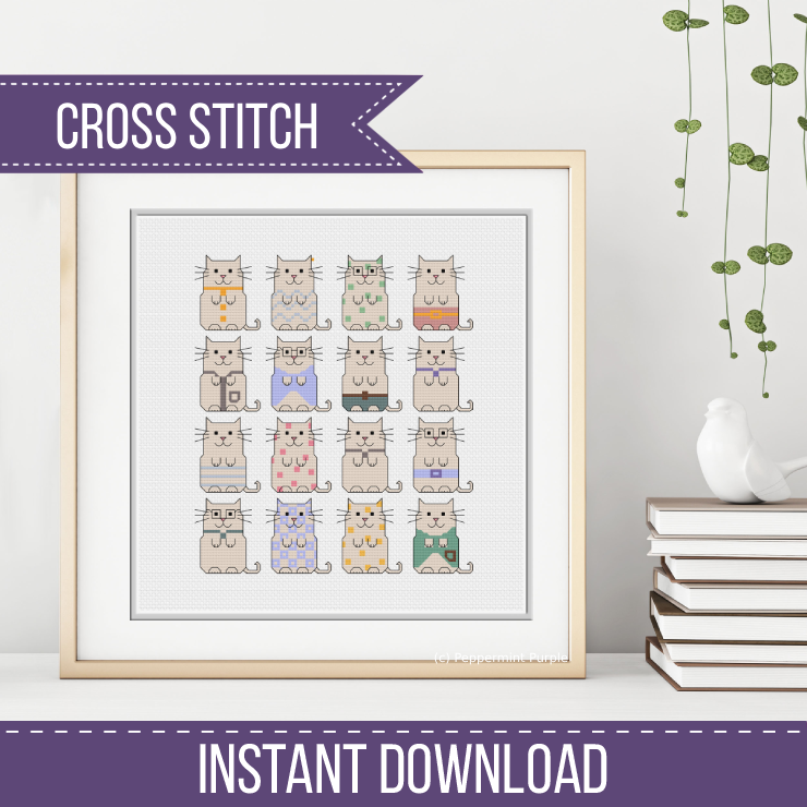 Cats Cross Stitch Pattern by Peppermint Purple