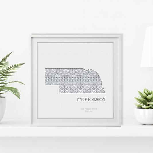 Nebraska Blackwork Blackwork Pattern by Peppermint Purple