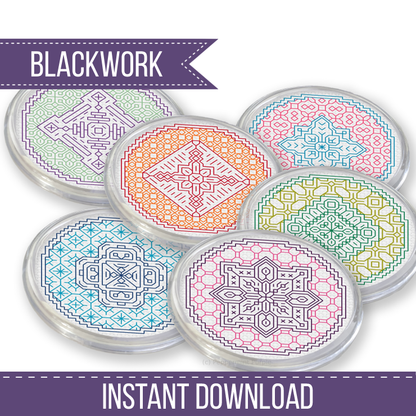 Mandala Coasters Blackwork Pattern by Peppermint Purple