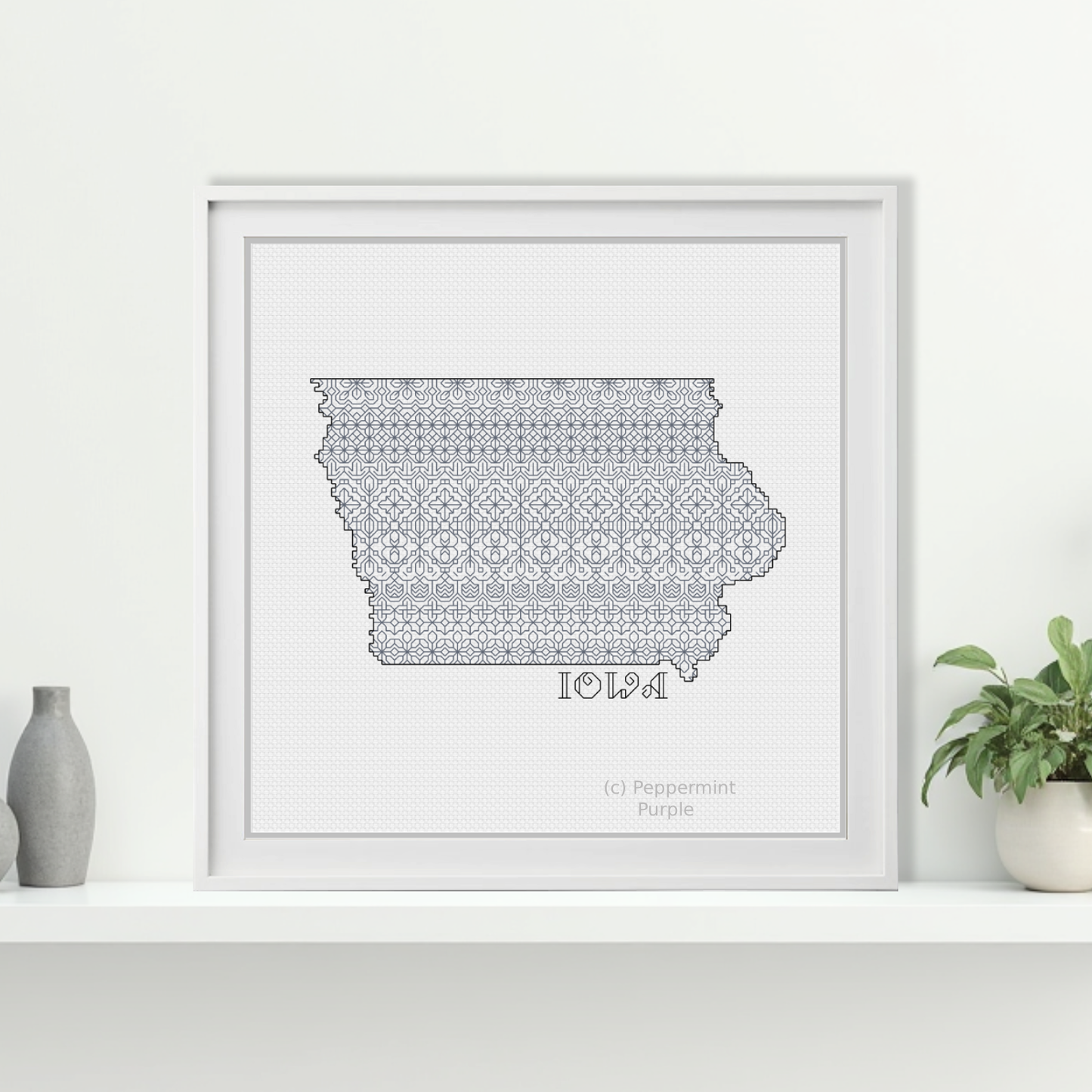 Iowa Blackwork Blackwork Pattern by Peppermint Purple