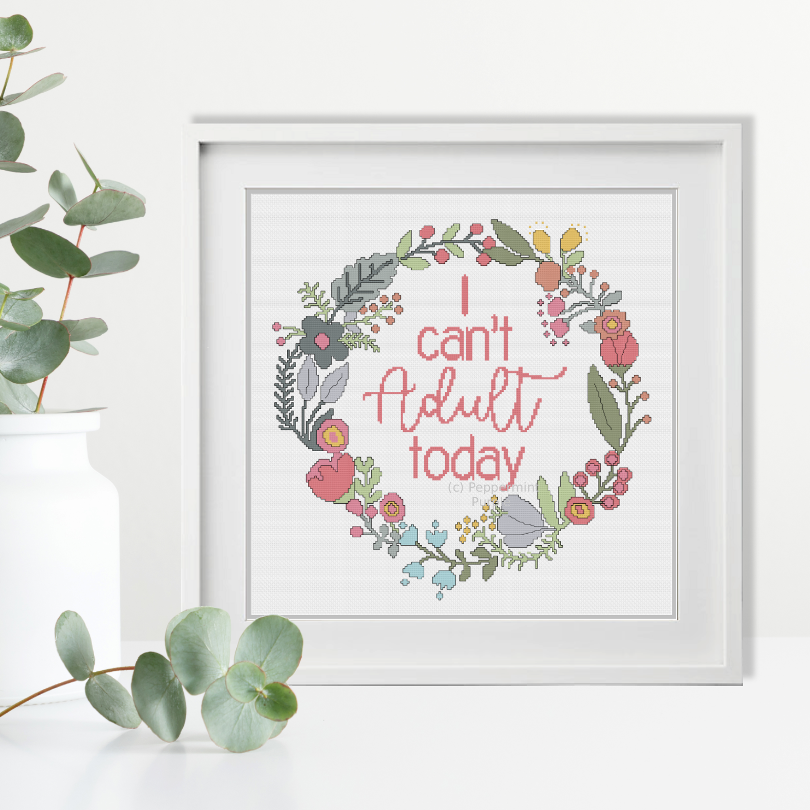 I can't Adult Today Cross Stitch Cross Stitch Pattern by Peppermint Purple