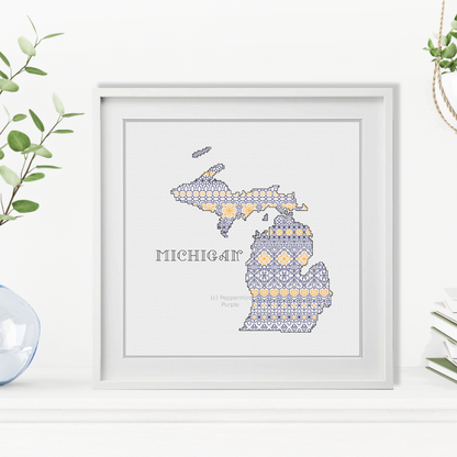 Michigan Blackwork Blackwork Pattern by Peppermint Purple