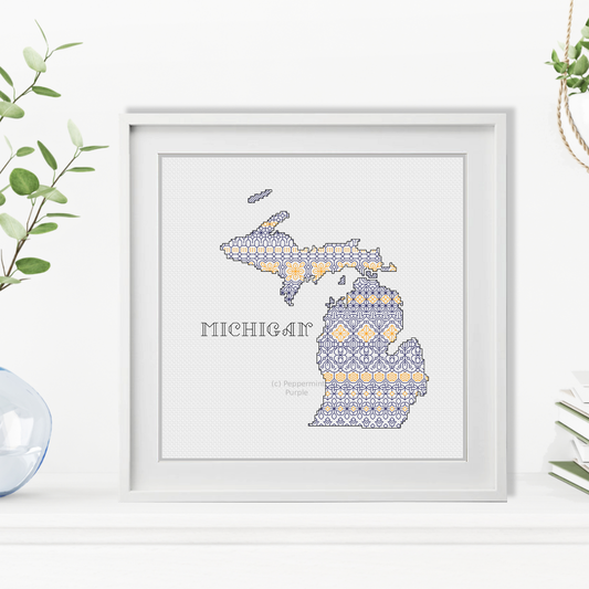 Michigan Blackwork Blackwork Pattern by Peppermint Purple