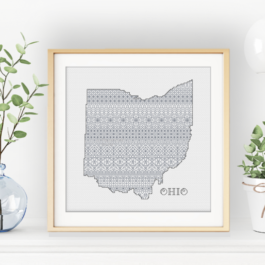 Ohio Blackwork Blackwork Pattern by Peppermint Purple