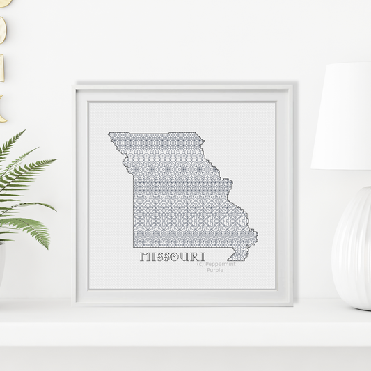 Missouri Blackwork Blackwork Pattern by Peppermint Purple