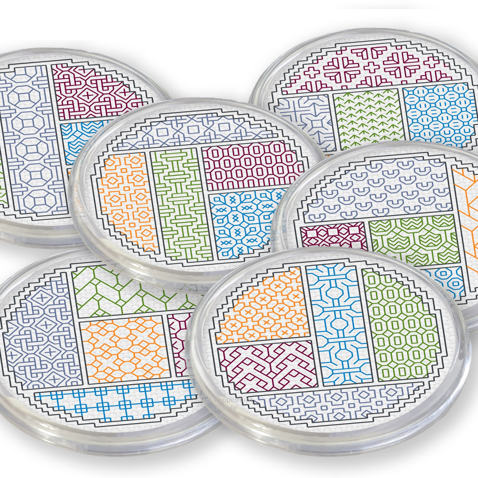 Geometric Coasters Blackwork Pattern by Peppermint Purple
