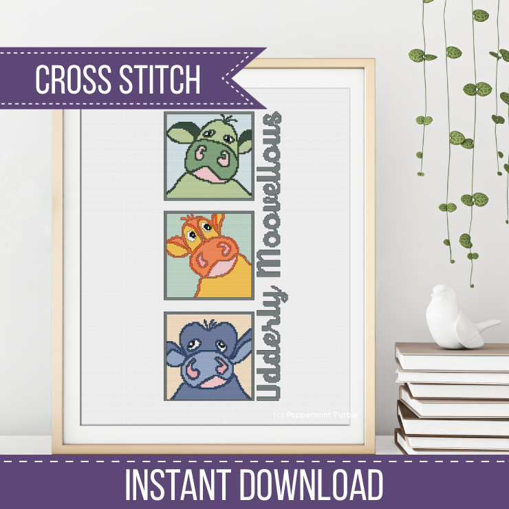 Cows Beginners Chart Cross Stitch Pattern by Peppermint Purple