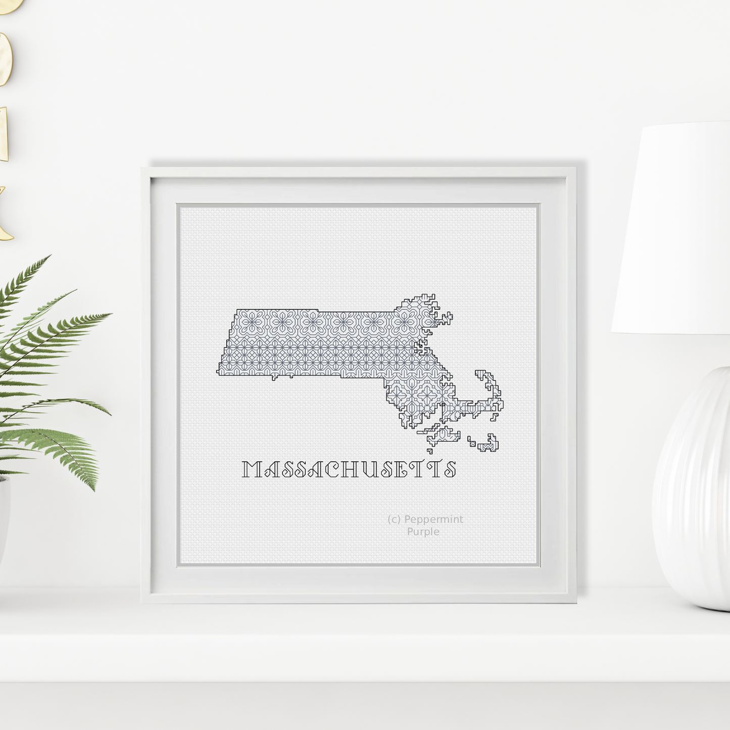 Massachusetts Blackwork Blackwork Pattern by Peppermint Purple