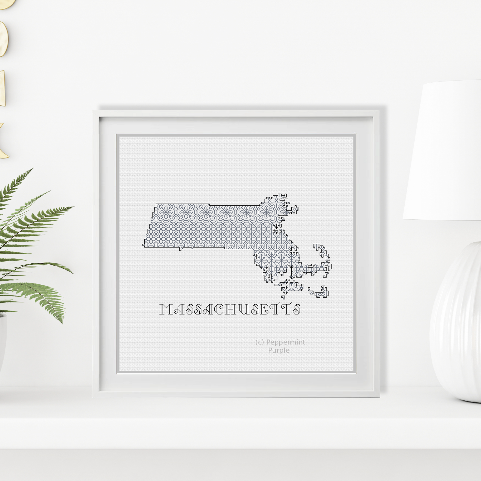 Massachusetts Blackwork Blackwork Pattern by Peppermint Purple