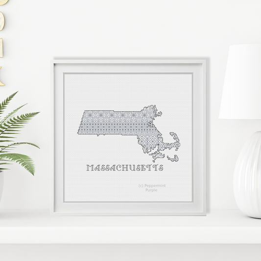 Massachusetts Blackwork Blackwork Pattern by Peppermint Purple