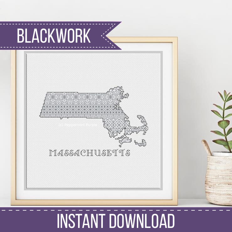 Massachusetts Blackwork Blackwork Pattern by Peppermint Purple