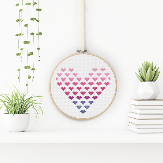 Ombre Heart Cross Stitch Pattern by Peppermint Purple