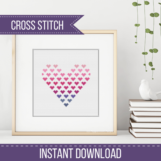 Ombre Heart Cross Stitch Pattern by Peppermint Purple