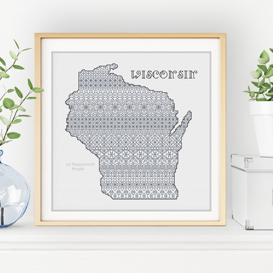 Wisconsin Blackwork Blackwork Pattern by Peppermint Purple