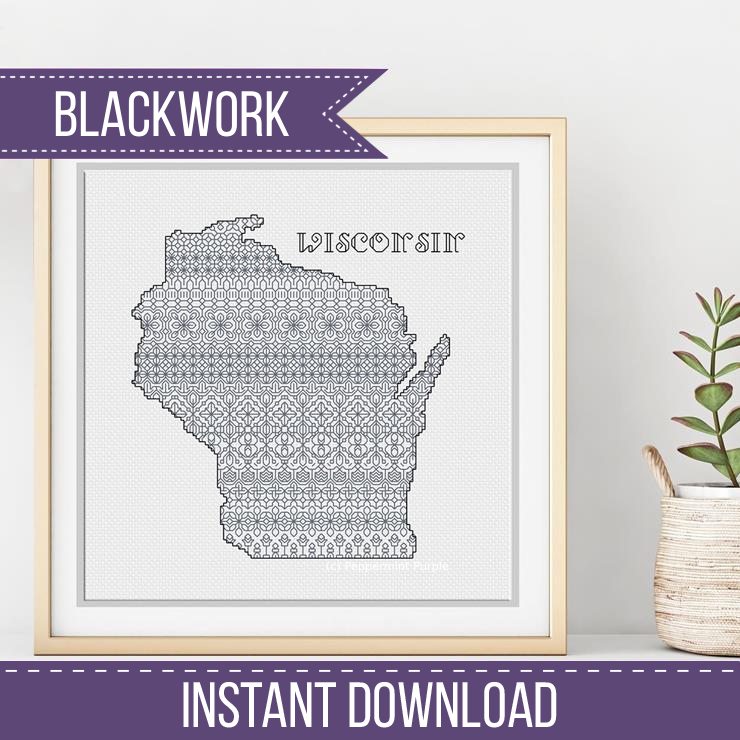 Wisconsin Blackwork Blackwork Pattern by Peppermint Purple