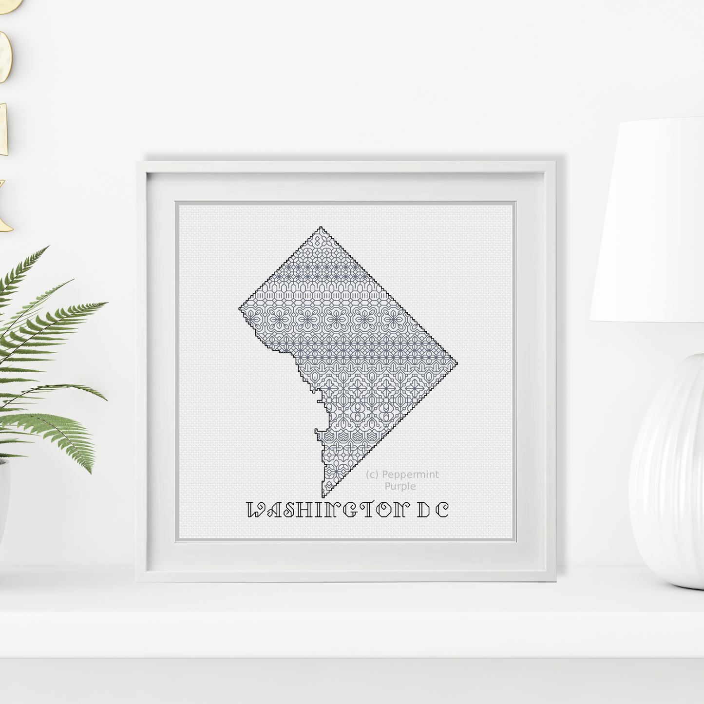 Washington DC Blackwork Blackwork Pattern by Peppermint Purple