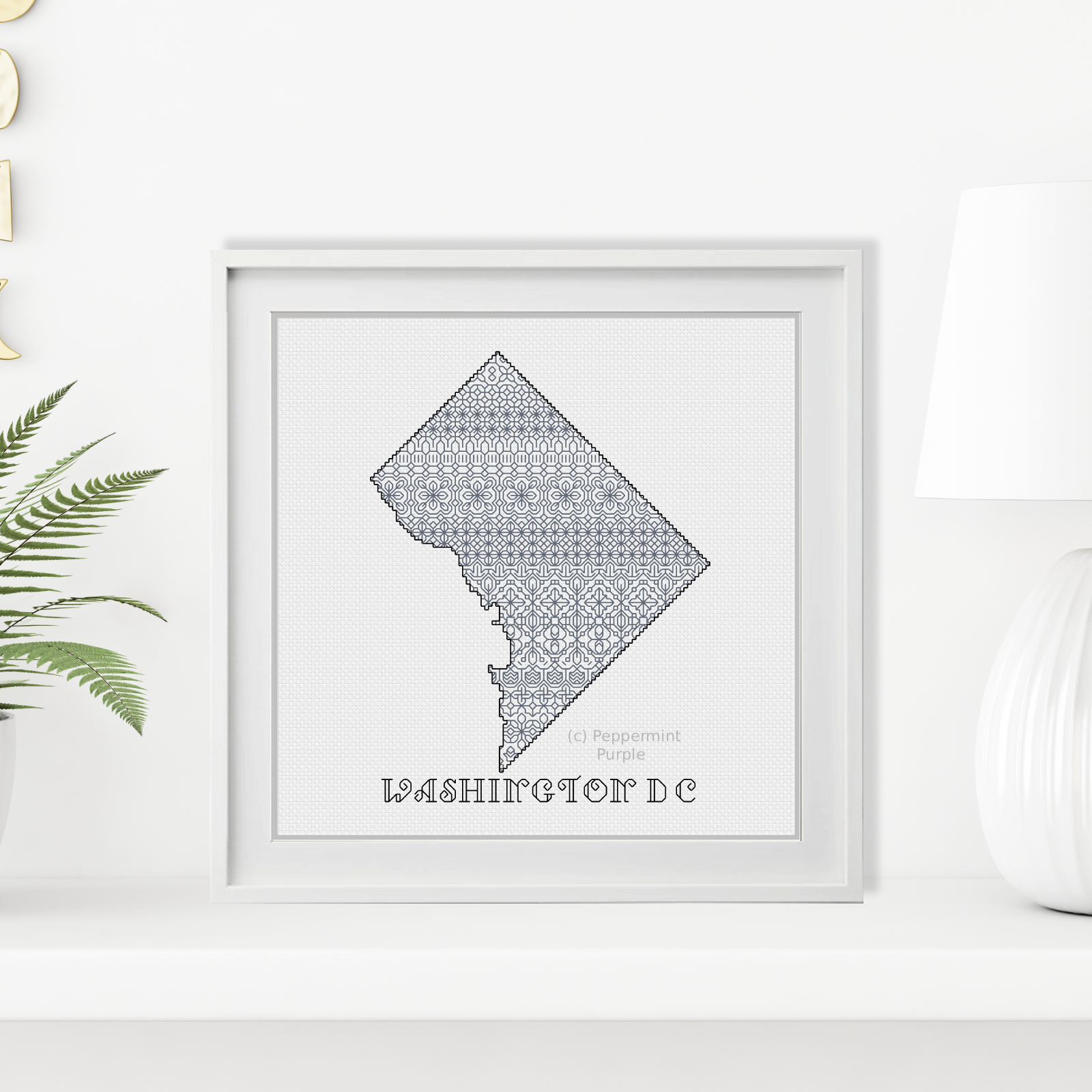 Washington DC Blackwork Blackwork Pattern by Peppermint Purple