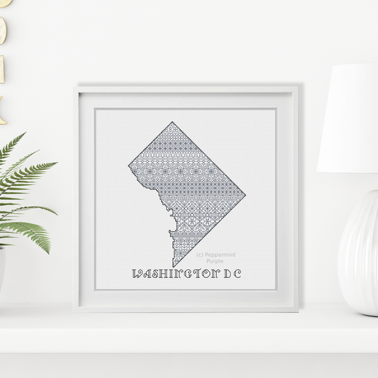 Washington DC Blackwork Blackwork Pattern by Peppermint Purple