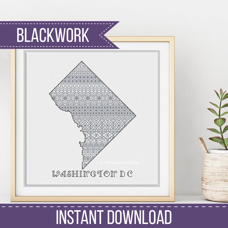 Washington DC Blackwork Blackwork Pattern by Peppermint Purple