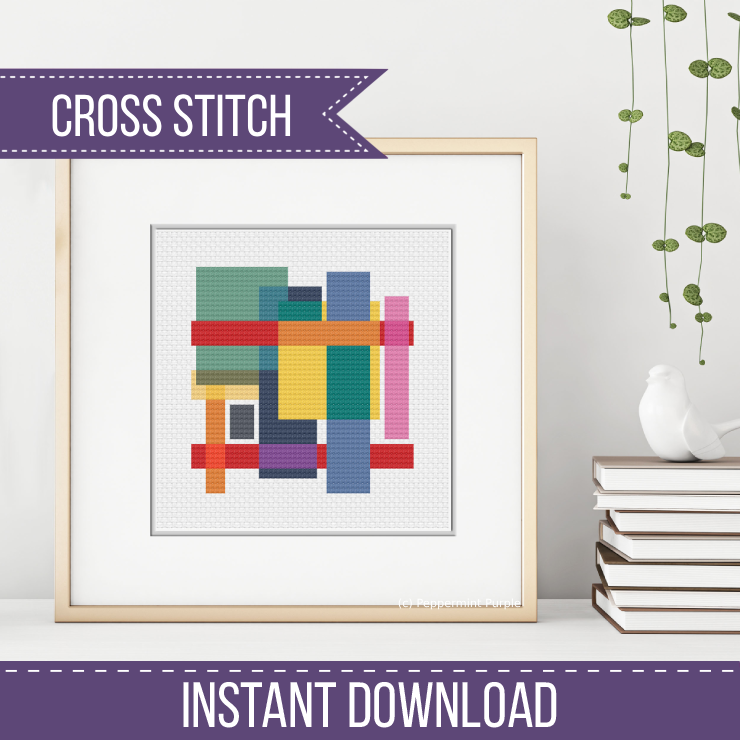 Geometric Squares Abstract Cross Stitch Pattern by Peppermint Purple