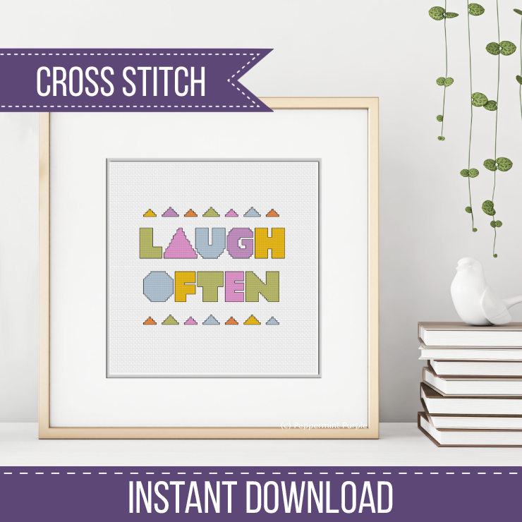 Laugh Often Cross Stitch Pattern by Peppermint Purple