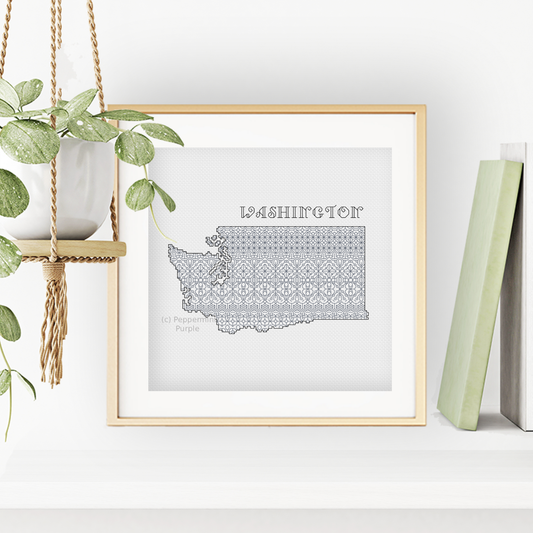 Washington Blackwork Blackwork Pattern by Peppermint Purple