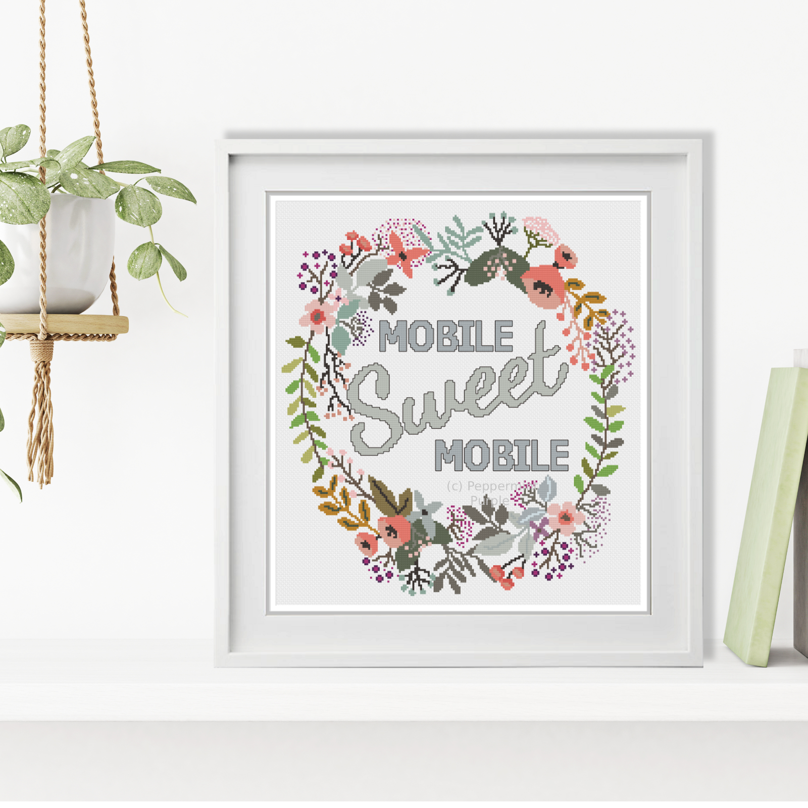 Mobile Home Sweet Home Cross Stitch Pattern by Peppermint Purple