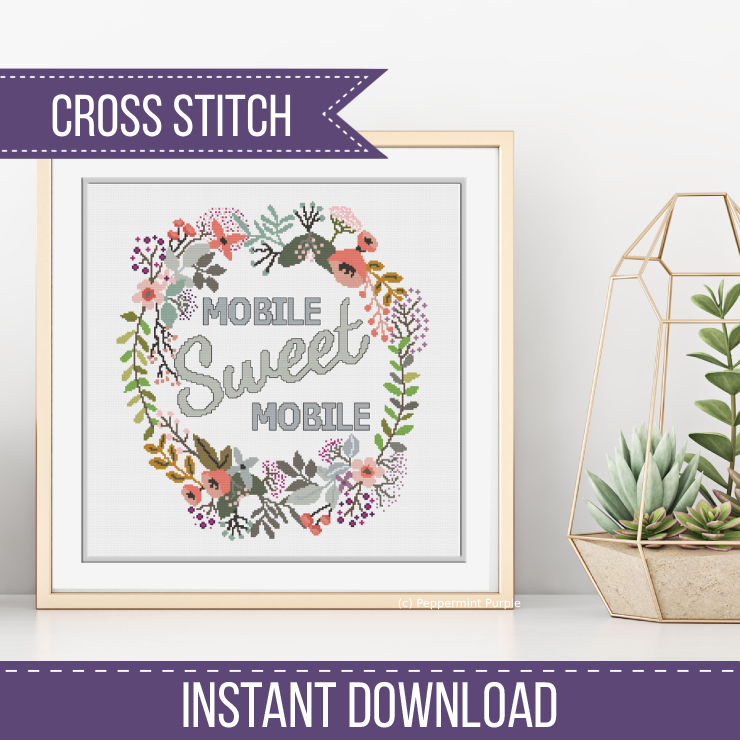 Mobile Home Sweet Home Cross Stitch Pattern by Peppermint Purple